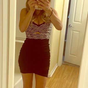 NWT Bebe cutout black and white dress